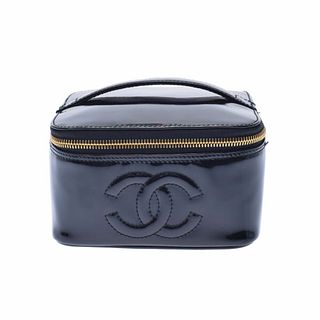 CHANEL Horizontal Vanity Bag Black A07058 Women's Enamel Handbag