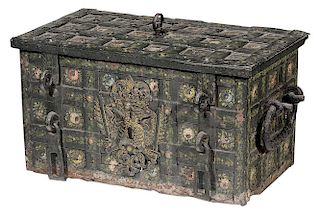 Baroque Painted Iron Strong Box