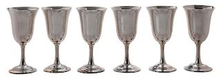 Set of Six Wallace Sterling Goblets