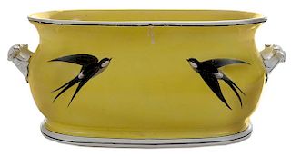 Yellow-Glazed Footbath with Swallows