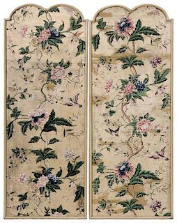 Two Hand-Painted Silk Hanging Panels