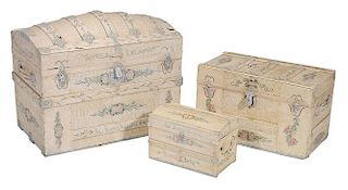 Three Vintage Steamer Trunks with