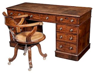 Regency Style Mahogany Pedestal Desk,