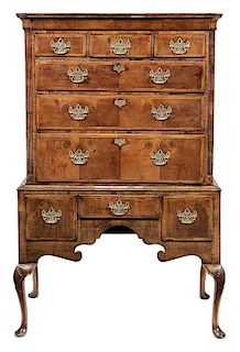 Queen Anne Carved and Inlaid Walnut