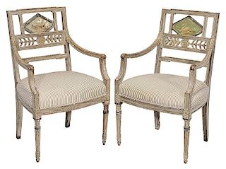 Pair Directoire Style Carved and