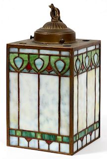 ARTS & CRAFTS LEADED SLAG GLASS HALL LIGHT C. 1900