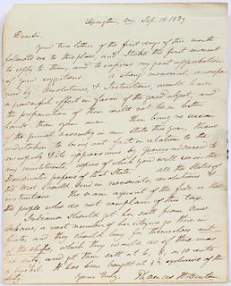 THOMAS H. BENTON HAND WRITTEN AND SIGNED LETTER