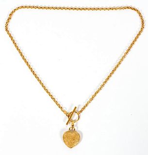 14KT YELLOW GOLD CHAIN & HEART PENDANT NECKLACE