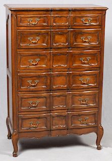 COUNTRY FRENCH CHEST OF SIX DRAWERS WALNUT