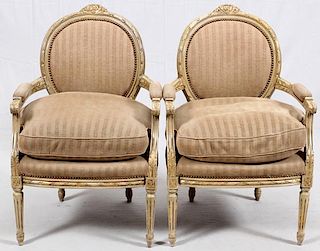 WILLIAM SWEITZER LOUIS XVI STYLE OPEN ARM CHAIRS