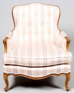 FRENCH PROVINCIAL STYLE UPHOLSTERED WALNUT CHAIR