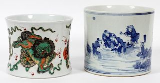 CHINESE PORCELAIN PLANTERS, TWO