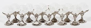 SILVER PLATE & CRYSTAL PLACE CARD HOLDERS