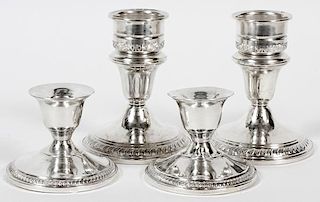 STERLING CANDLESTICKS TWO PAIRS