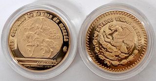 MEXICAN GOLD PASO PROOF COINS 1986 2 PIECES