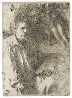 Anders Zorn (Swedish, 1860-1920)      Self Portrait with Model II