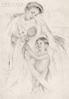 Mary Cassatt (American, 1844-1926)      Looking into the Hand Mirror No. 3