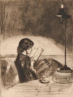 James Abbott McNeill Whistler (American, 1834-1903)      Reading by Lamplight