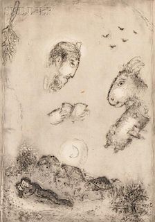 Marc Chagall (Russian/French, 1887-1985)      Der Esel über dem Dorf