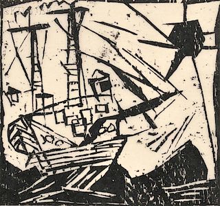 Lyonel Feininger (German/American, 1871-1956)      Das Schiff (mit Sonne)