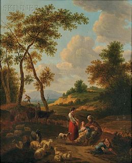 French School, 18th Century      Herders at Rest in a Landscape