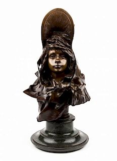 Alphonse Henri Nelson.  Female bust, bronze