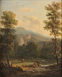 Attributed to Jean-Baptiste Pillement (French, 1728-1808)      Landscape with a Castle