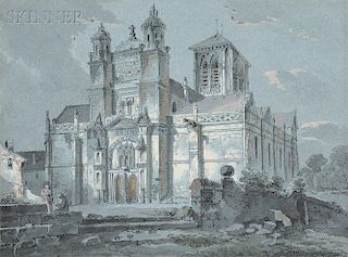 Continental School, 18th/19th Century      Vue de l'Eglise de Vétheuil