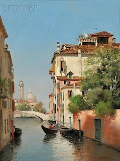 Warren W. Sheppard (American, 1858-1937)      A Quiet Canal, Venice