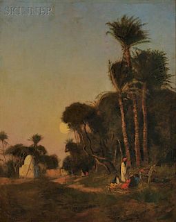Edwin Lord Weeks (American, 1849-1903)      Sundown at the Oasis