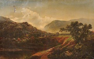 William Louis Sonntag (American, 1822-1900)      Mountain Vista with Cabins