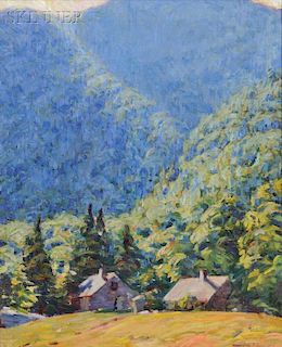 Marion P. Howard (American, 1883-1953)      Mountain Vista with Cabins