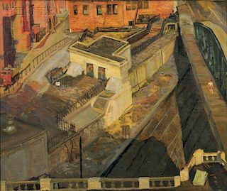 William Millett (American, 1922-2007)      Urban View / View from the Artist's Studio, Fenway Studios, Boston