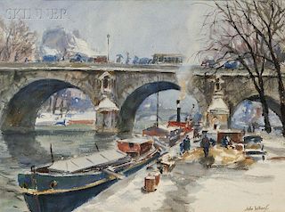 John Whorf (American, 1903-1959)      Pont Marie, l'Hiver