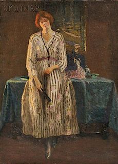 William Edgar Spader (American, 1875-1954)      Portrait of Woman in an Interior