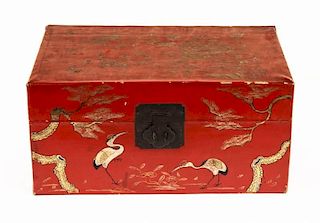 Chinese gilt and red lacquered box