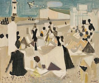 Alexandre Sacha Garbell (Latvian, 1903-1970)      Figures on a Beach