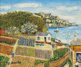 Élisée Maclet (French, 1881-1962)      French Flower Gardens with Harbor