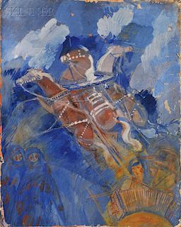 Boris Anisfeld (Russian, 1878-1973)      Two Works: Chariot with Three Horses