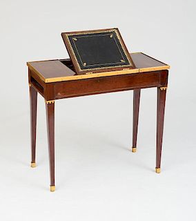 LOUIS XVI BRASS-MOUNTED MAHOGANY READING TABLE, STAMPED L. AVELINE