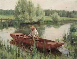 Edward James Dressler, (American, 1859-1907), The Thoughtful Fisherman