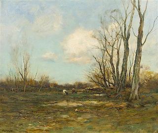 Charles Paul Gruppe, (American, 1860-1940), Landscape with Sheep