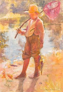 * Adam Emory Albright, (American, 1862-1957), Boy Returning on Fishing Trip