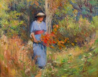 Ada Shulz, (American, 1870-1928), Picking Flowers, c. 1910