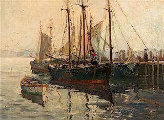 J.J. Enwright (Hjalmar Amundsen), (American, 1911-2001), Harbor Scene