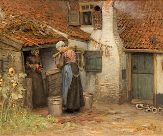 Bernardus Johannes Blommers, (Dutch, 1845-1914), Village Scene