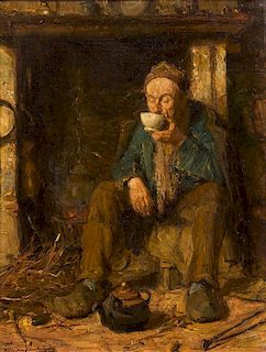 Willem van Nieuwenhoven, (Dutch, 1879-1973), Warming by the Fire, 1906