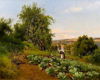 Herman Gustav Simon, (German, 1846-1997), Tending the Garden, 1887