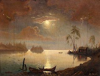 Gustav Adolph Mordt, (Norwegian, 1826-1856), Moonlight