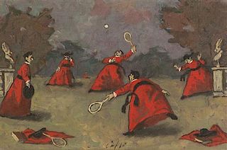 * Nino Caffe, (Italian, 1908-1975), Cardinals Playing Tennis